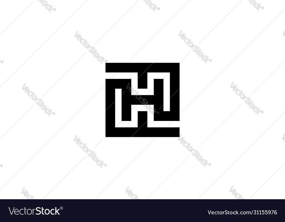 Initial h square link connection logo design Vector Image Initial h square link connection logo design