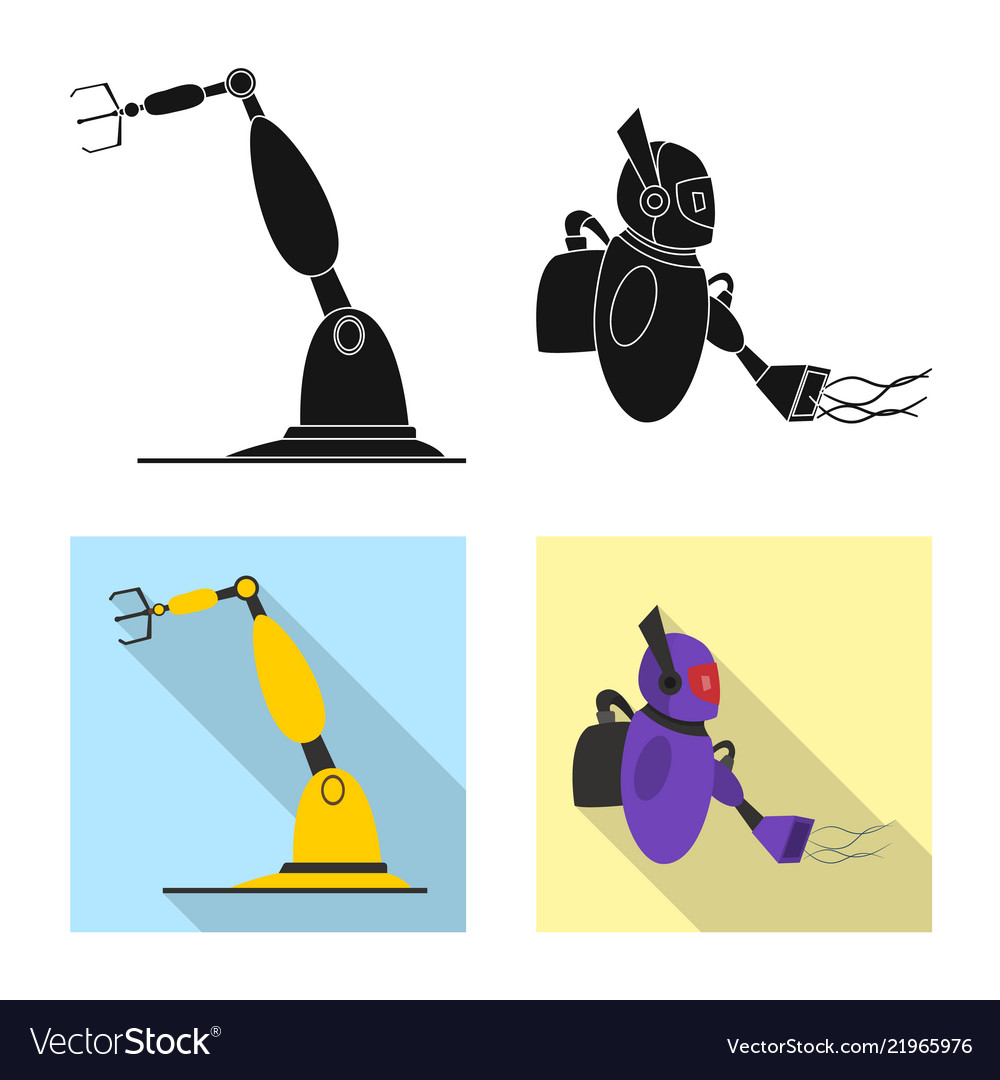 Isolated object of robot and factory symbol vector image Isolated object of robot and factory symbol