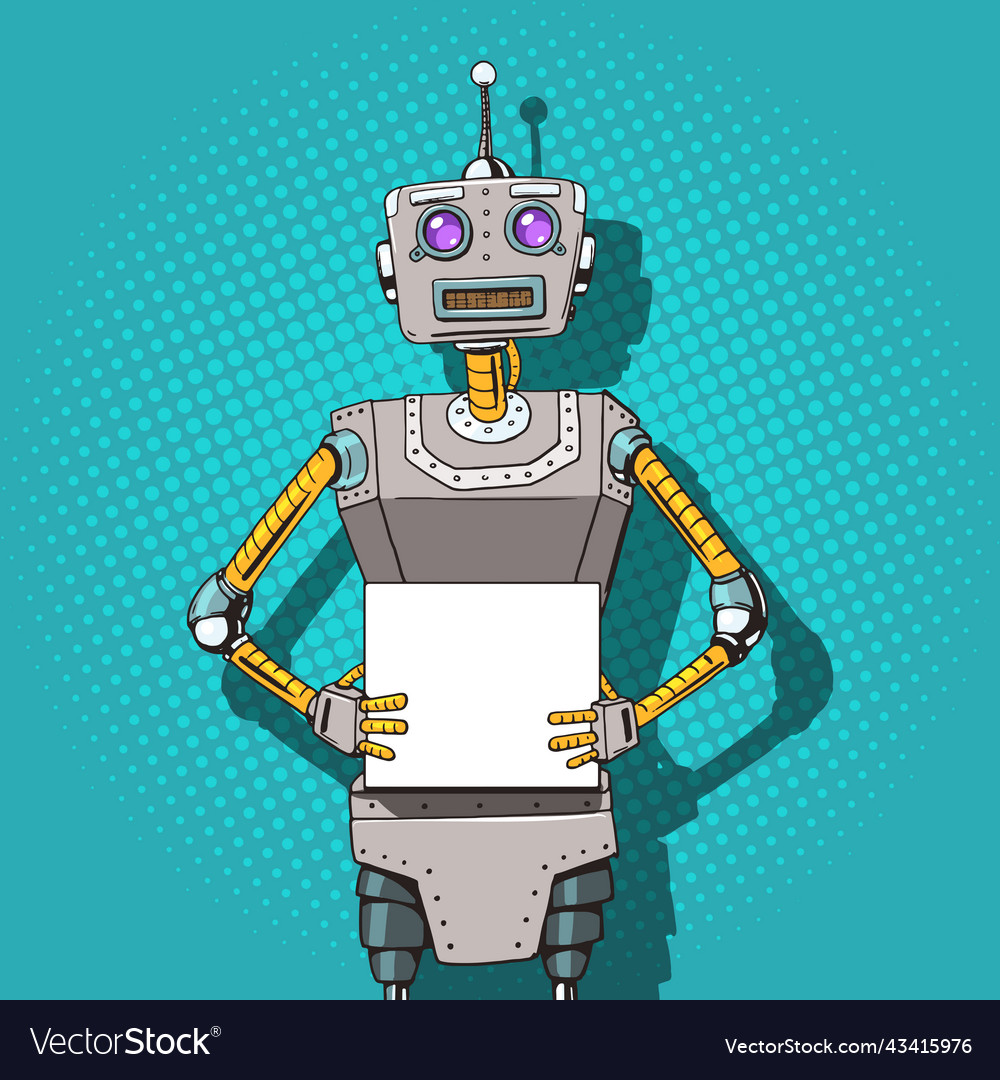 Robot with ads pop art style