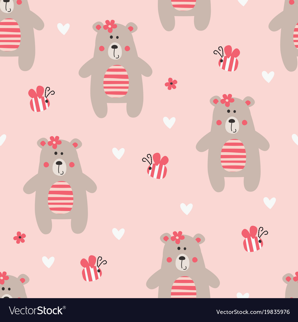 Seamless pattern with teddy bear