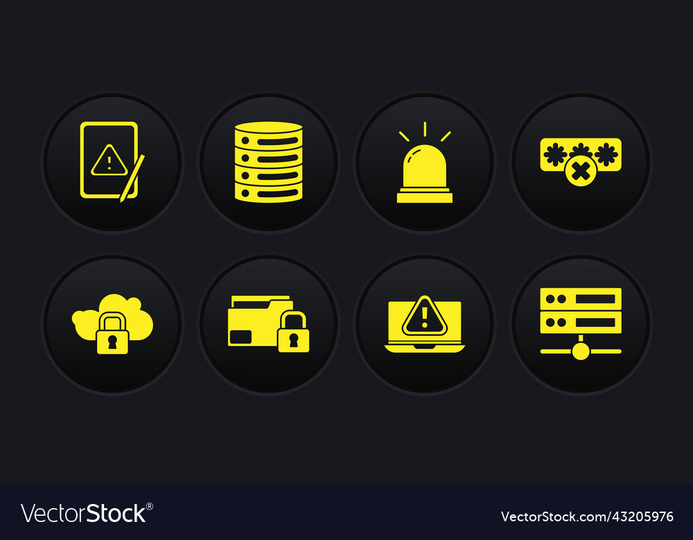 Set cloud computing lock password protection vector image Set cloud computing lock password protection