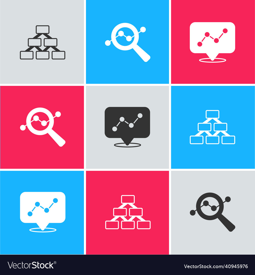 Set hierarchy organogram search data analysis vector image Set hierarchy organogram search data analysis