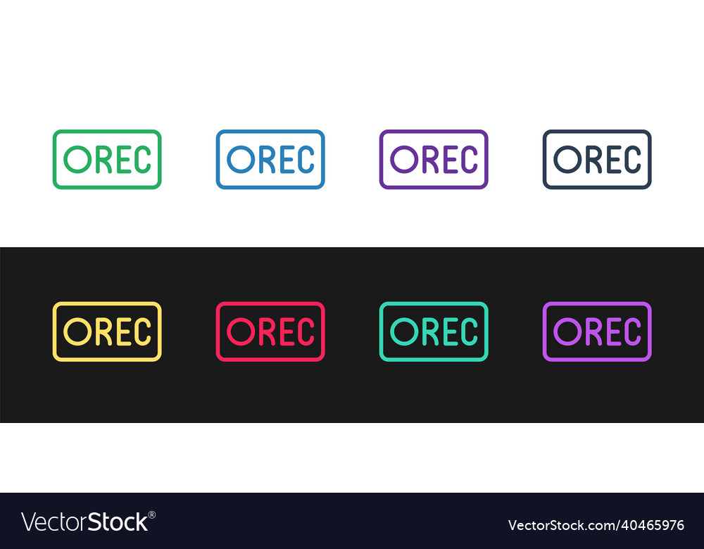 Set line record button icon isolated on black vector image Set line record button icon isolated on black