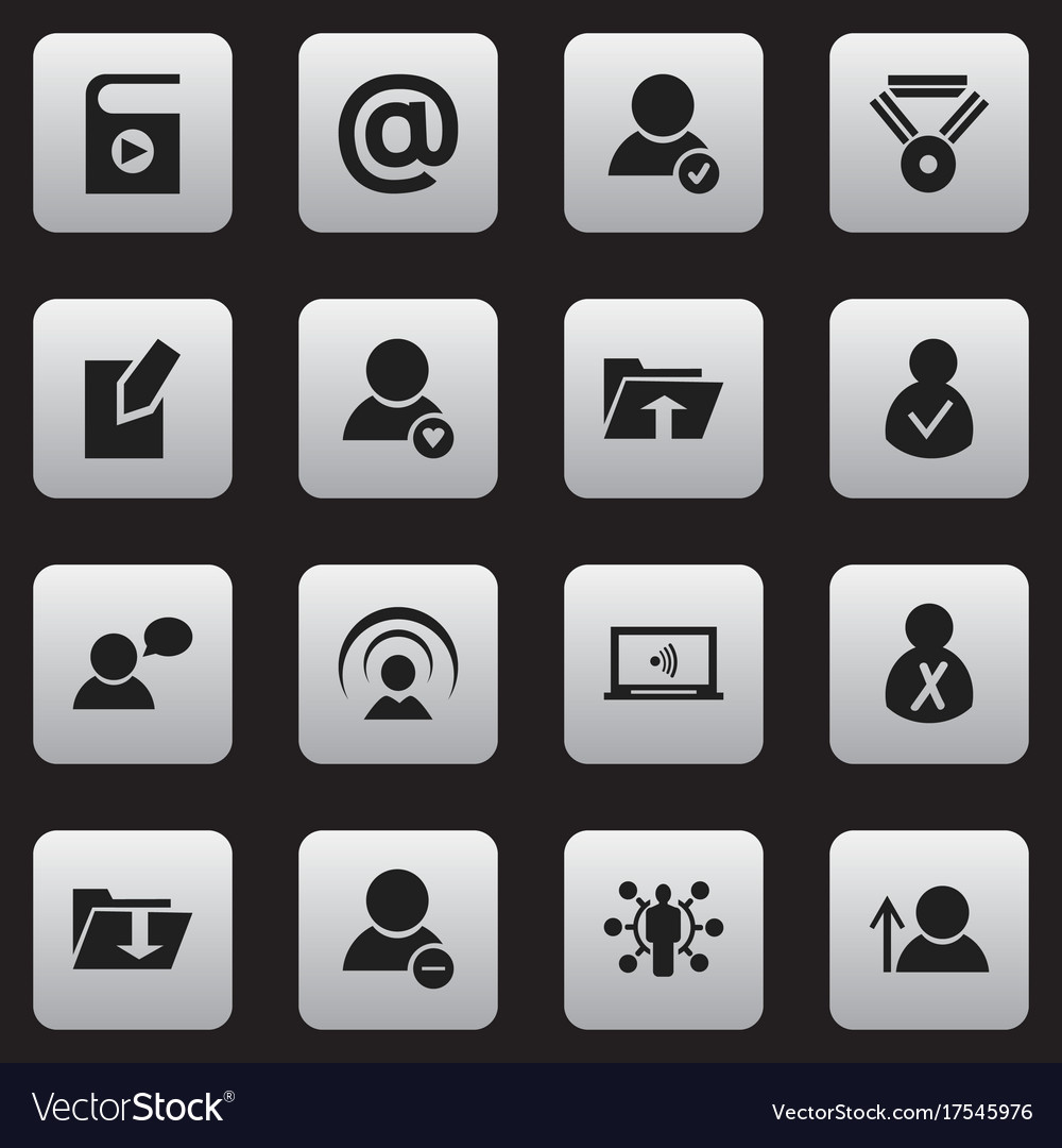 Set of 16 editable network icons includes symbols