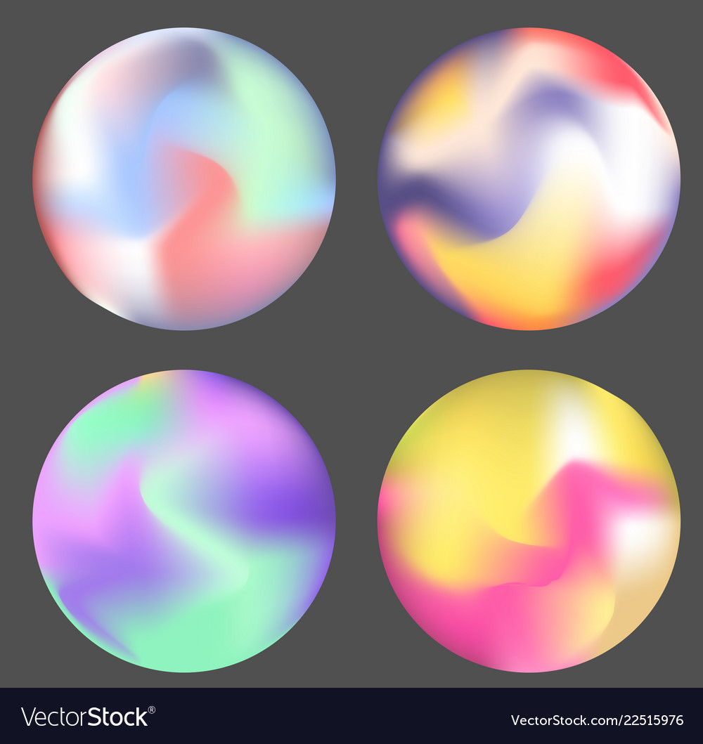 Set of color holographic circles design Royalty Free Vector