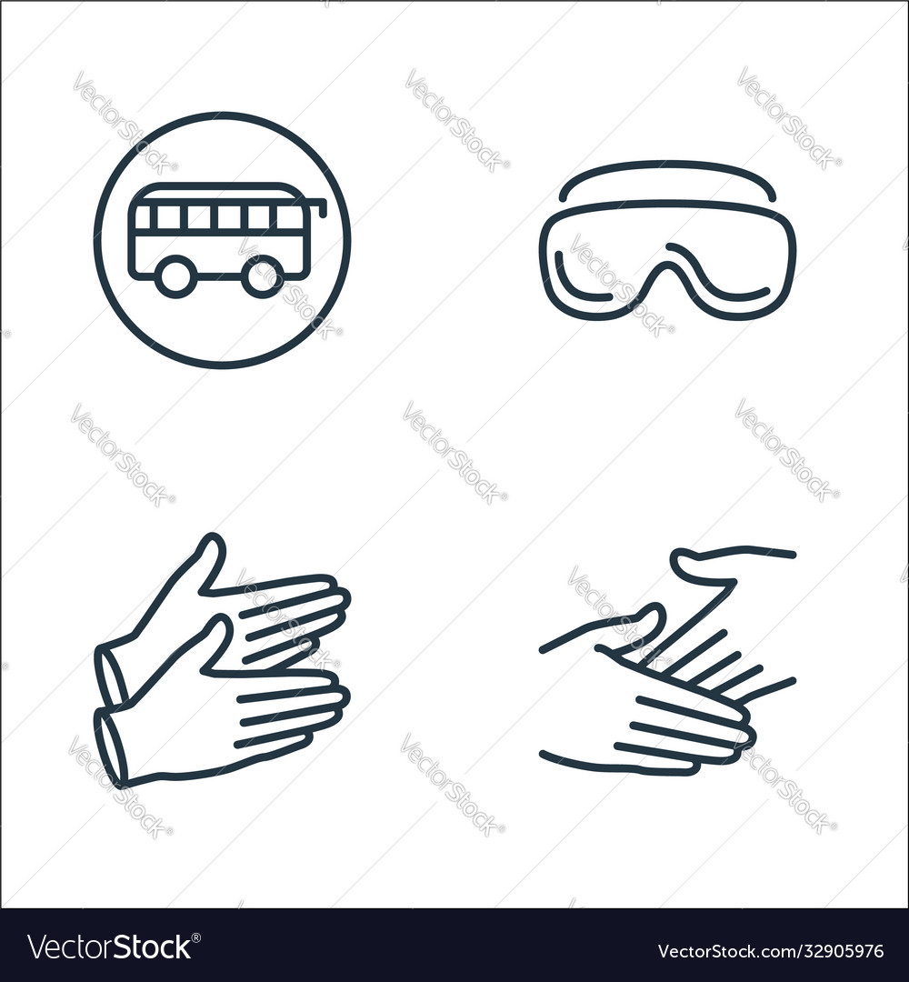 Stop virus line icons linear set quality vector image Stop virus line icons linear set quality