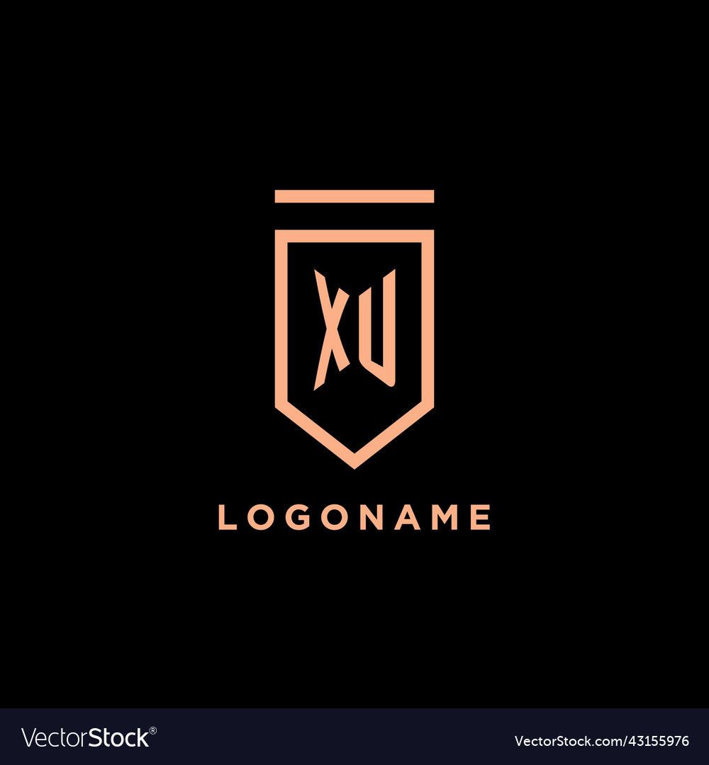 Xu monogram initial with shield logo design icon