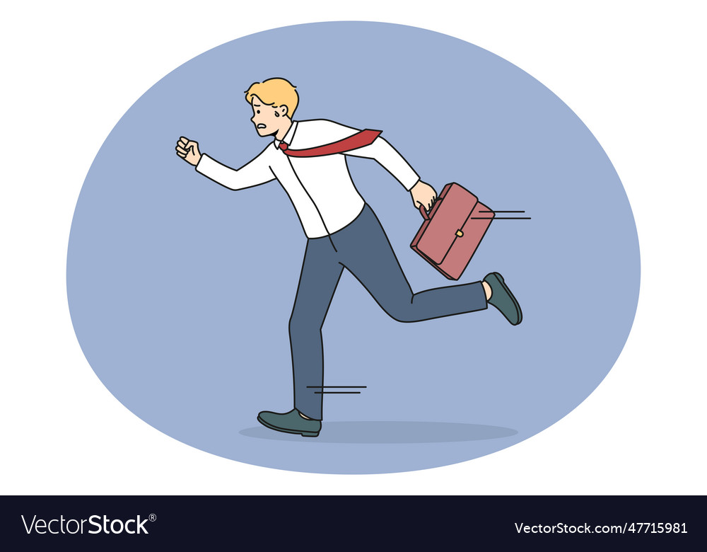 Anxious man worker running in hurry Royalty Free Vector