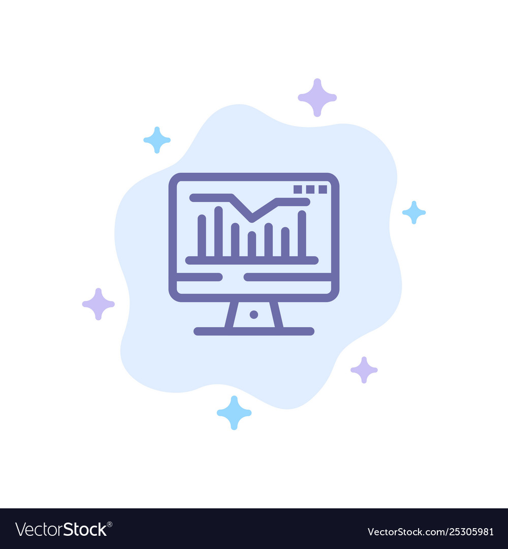 Computer static graph monitor blue icon