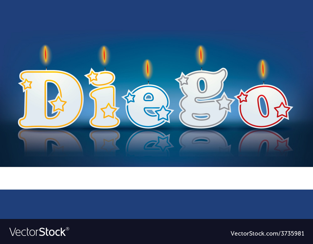 Diego written with burning candles