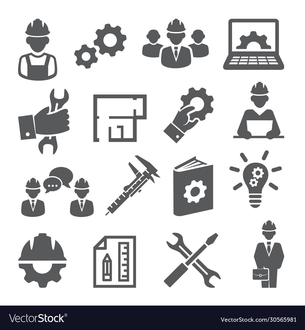 Engineering icons set on white background Vector Image