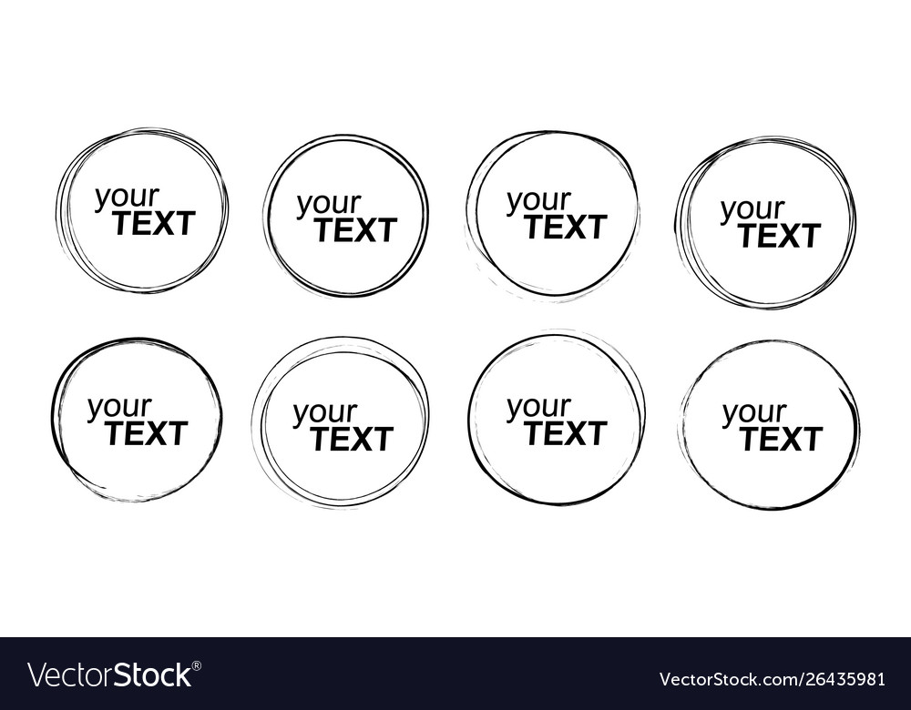 Hand drawn circles sketch frame set