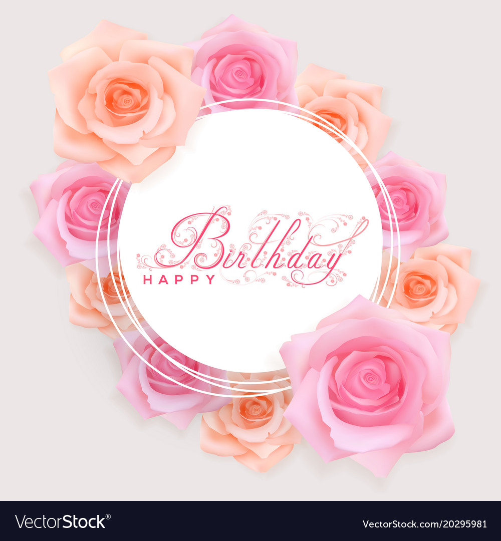 Happy birthday lettering and rose Royalty Free Vector Image