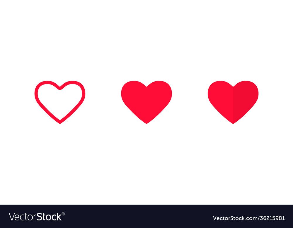 Heart love set red icons flat simple design