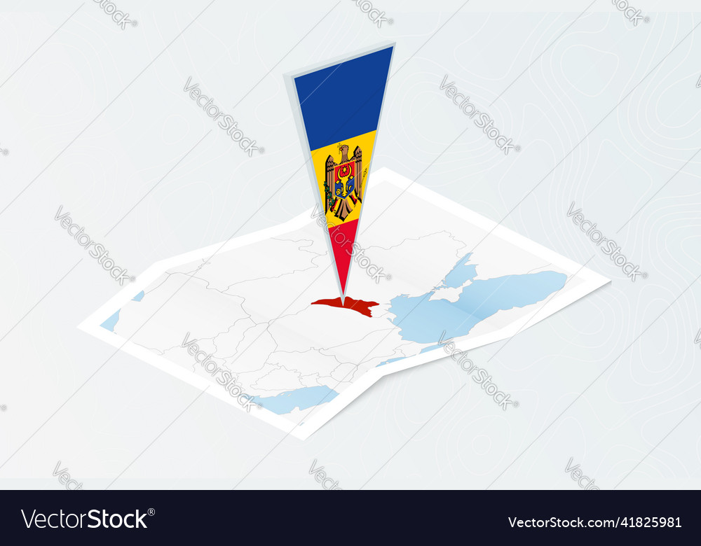 Isometric paper map of moldova with triangular