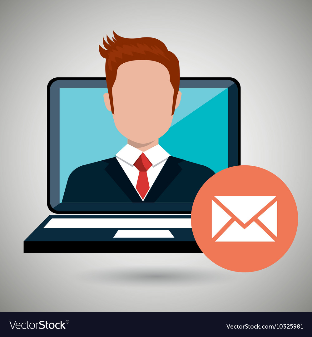 Man laptop message web