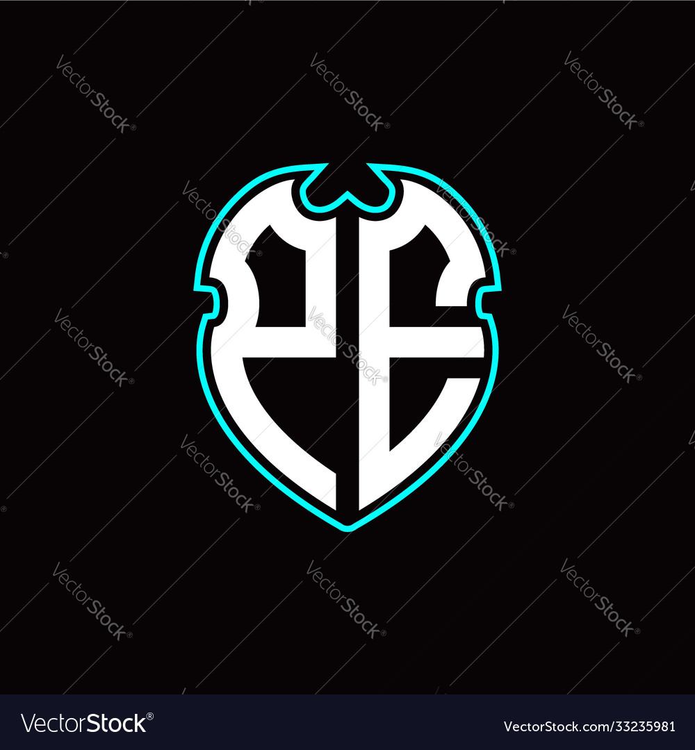P e initial logo design with a shield shape vector image P e initial logo design with a shield shape