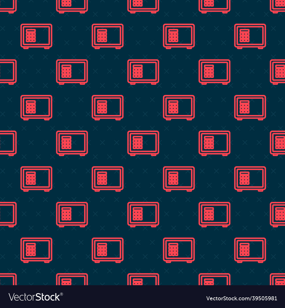 Red line safe icon isolated seamless pattern vector image Red line safe icon isolated seamless pattern