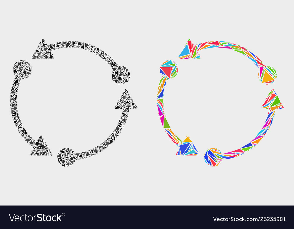 Rotation mosaic icon triangle items vector image Rotation mosaic icon triangle items