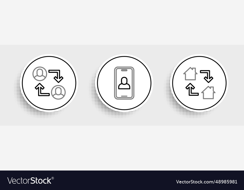 Set line online working project team base vector image Set line online working project team base