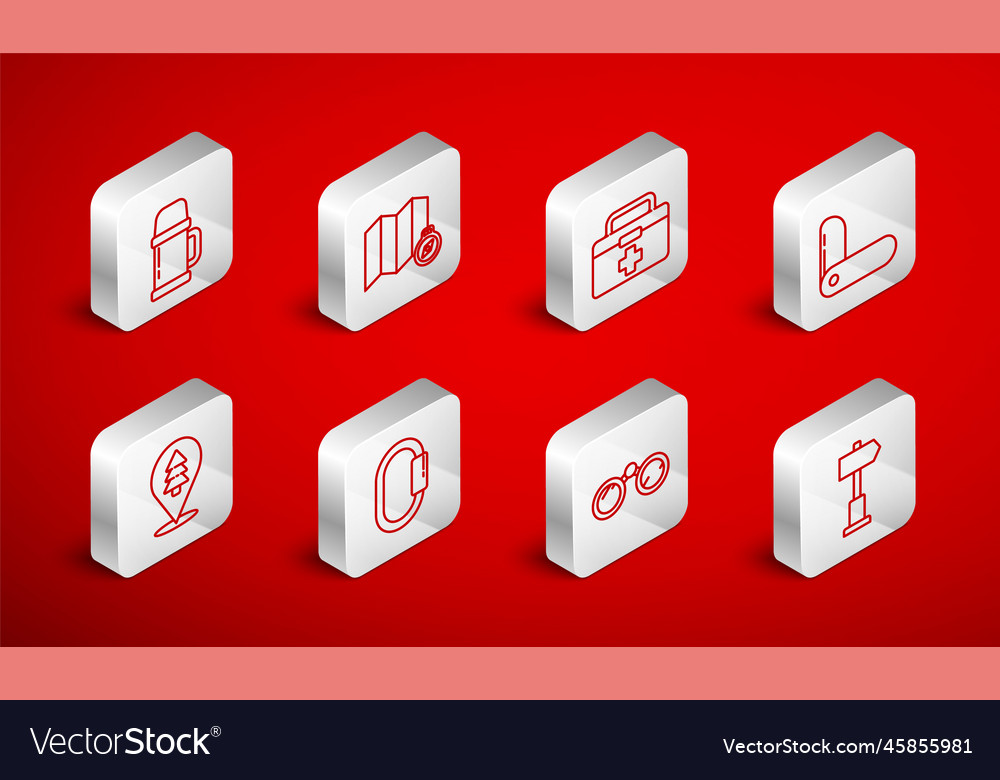 Set line road traffic signpost location vector image Set line road traffic signpost location
