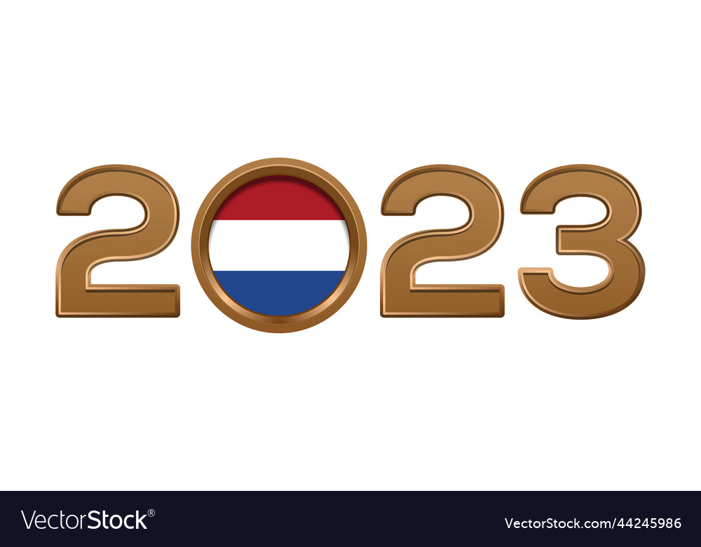 2023 Goldnummer mit der Flagge der Niederlande