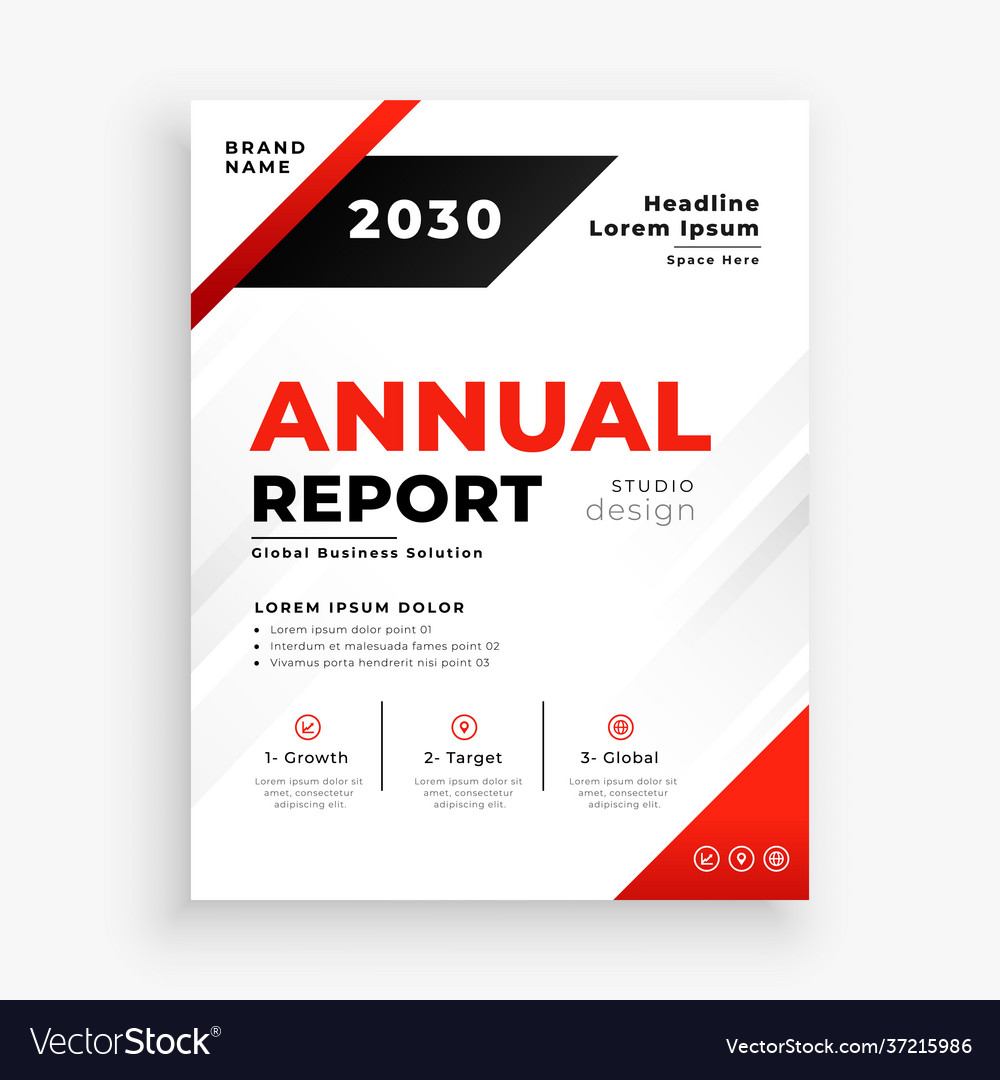 Annual report modern red flyer template design Vector Image