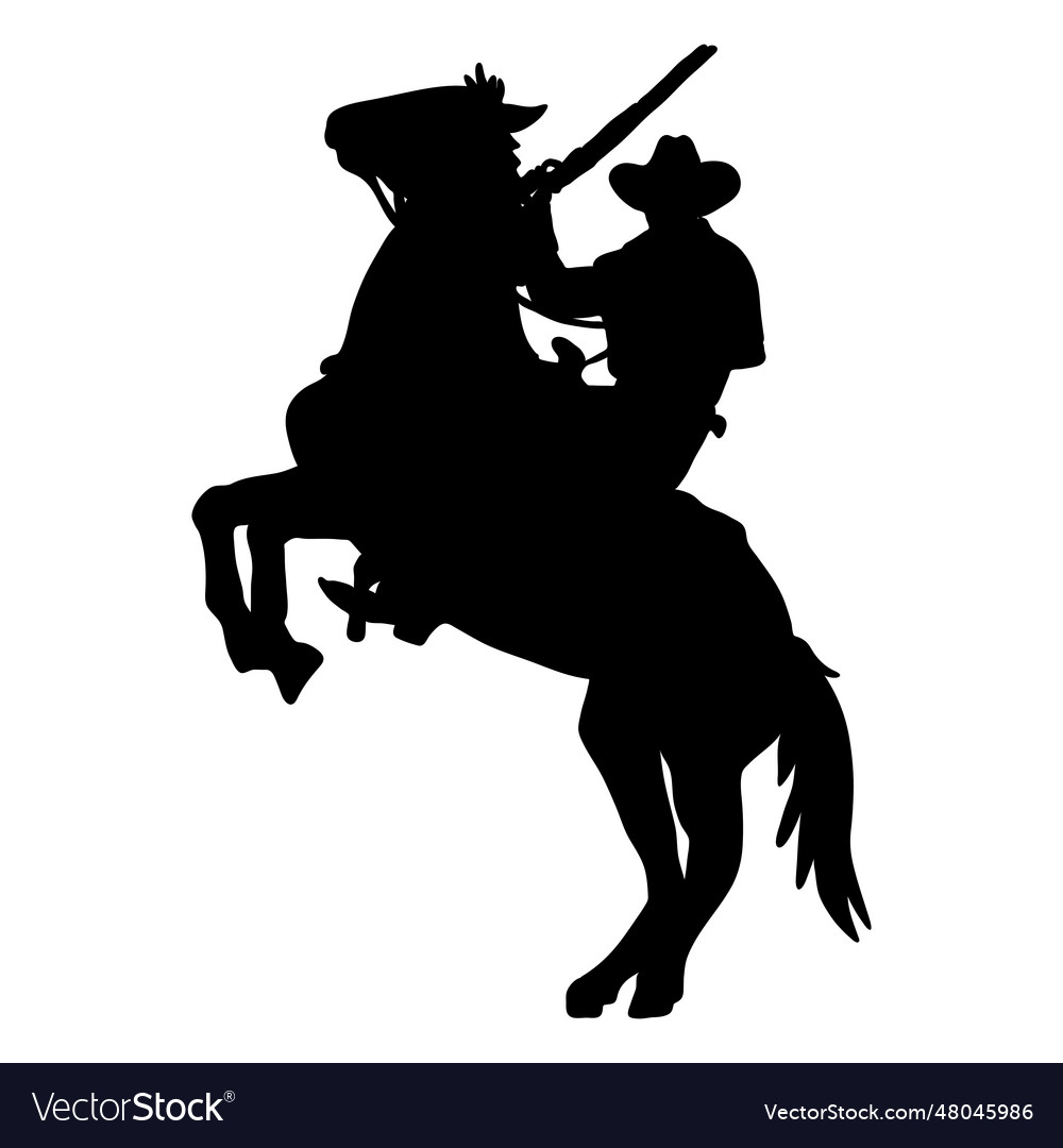 Cowboy on rearing horse silhouette Royalty Free Vector Image