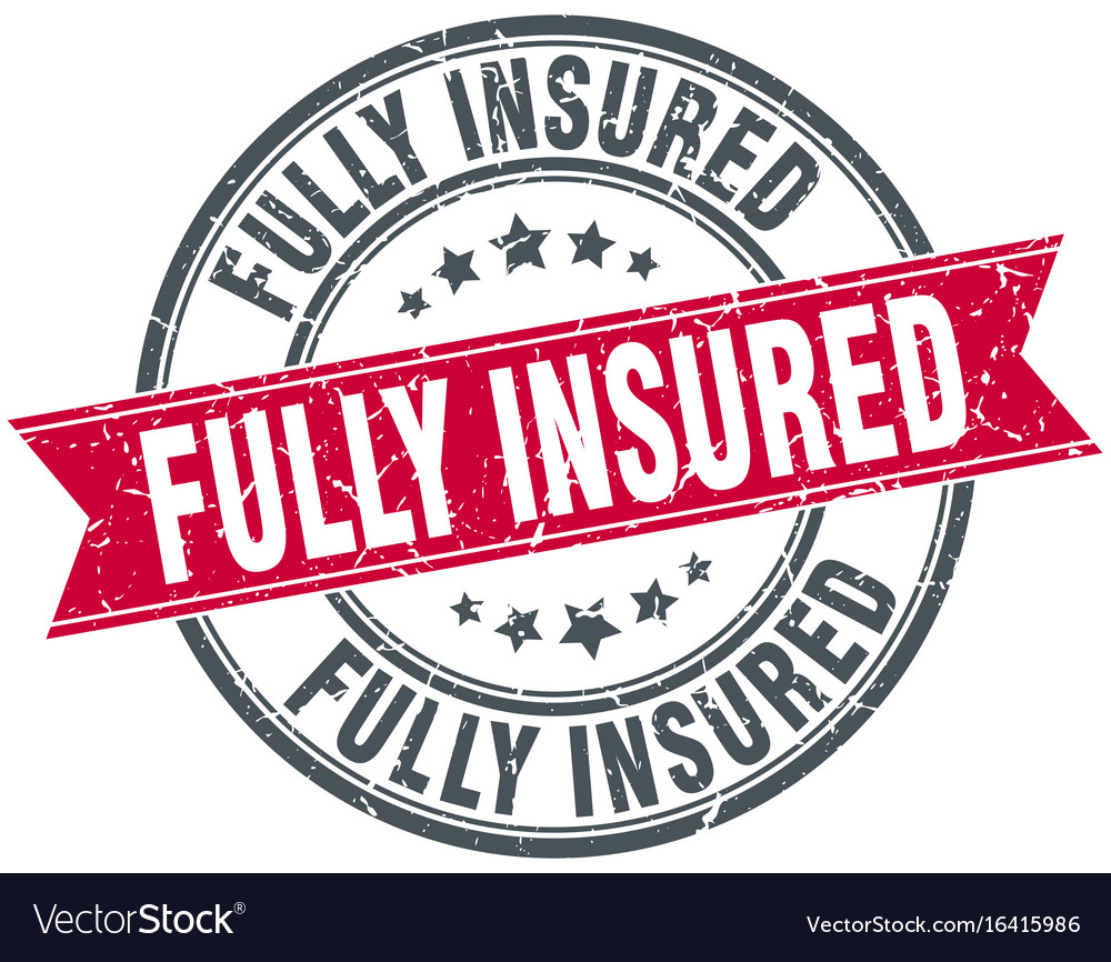 Fully insured round grunge ribbon stamp Royalty Free Vector