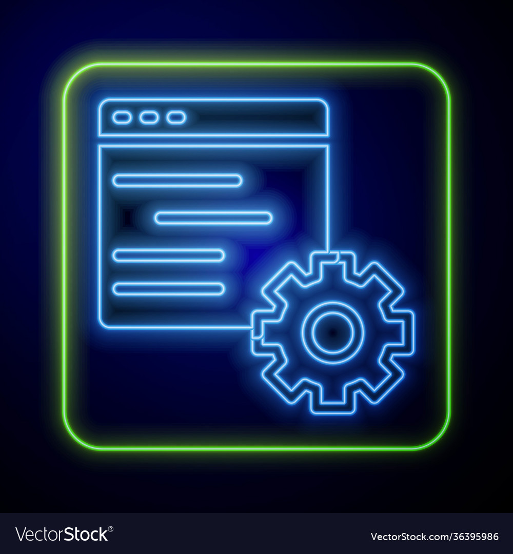 Glowing neon computer api interface icon isolated vector image Glowing neon computer api interface icon isolated