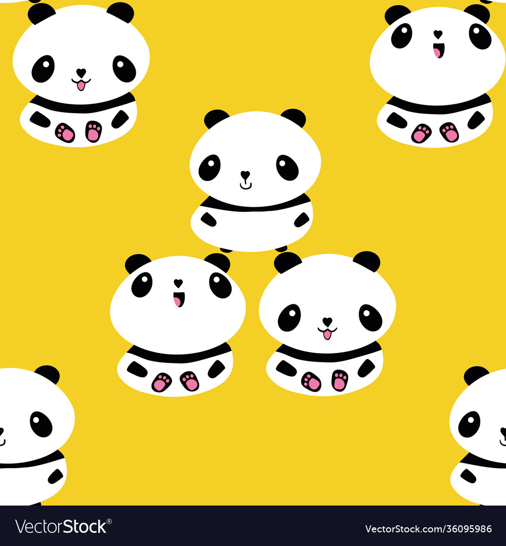 Kawaii panda seamless pattern