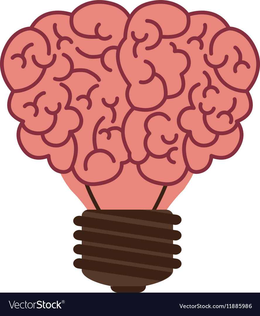 Light bulb in form of brain icon