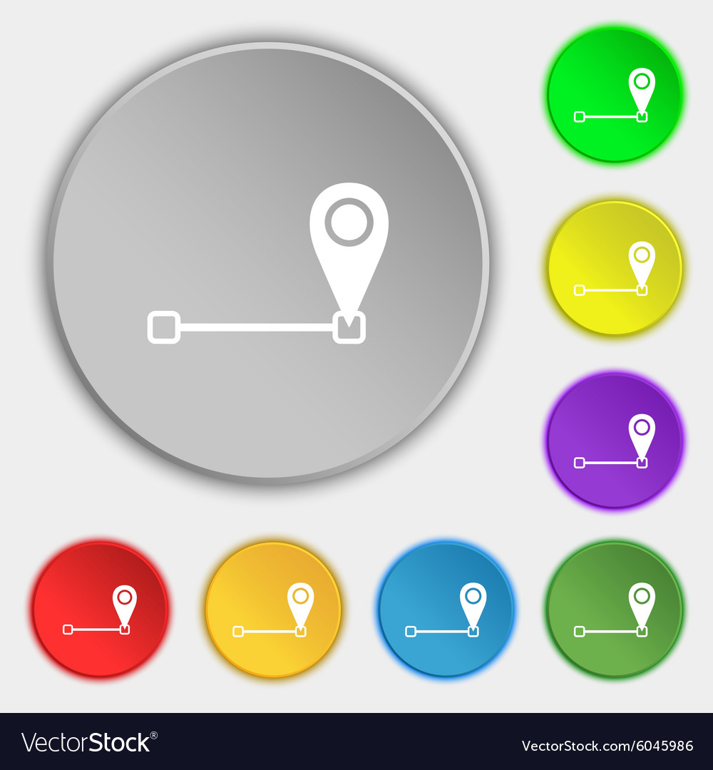 Map pointer icon sign symbols on eight flat