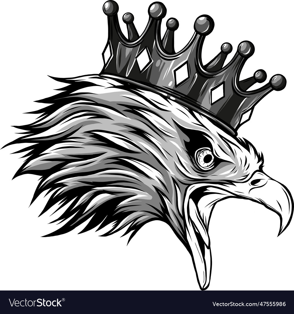 Monochrome mascot with crowned american eagle Vector Image