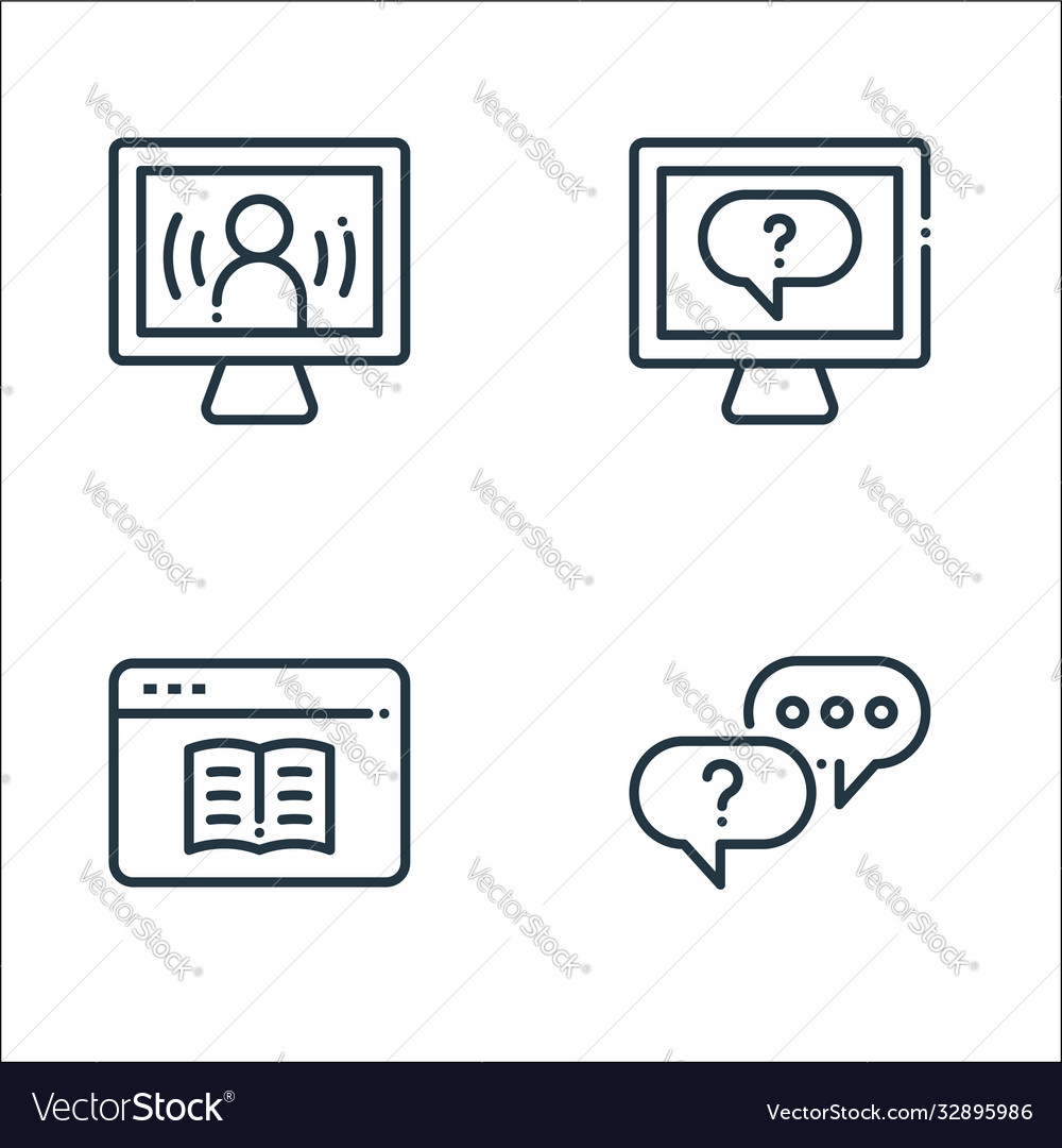 Online learning line icons linear set quality Vector Image Online learning line icons linear set quality