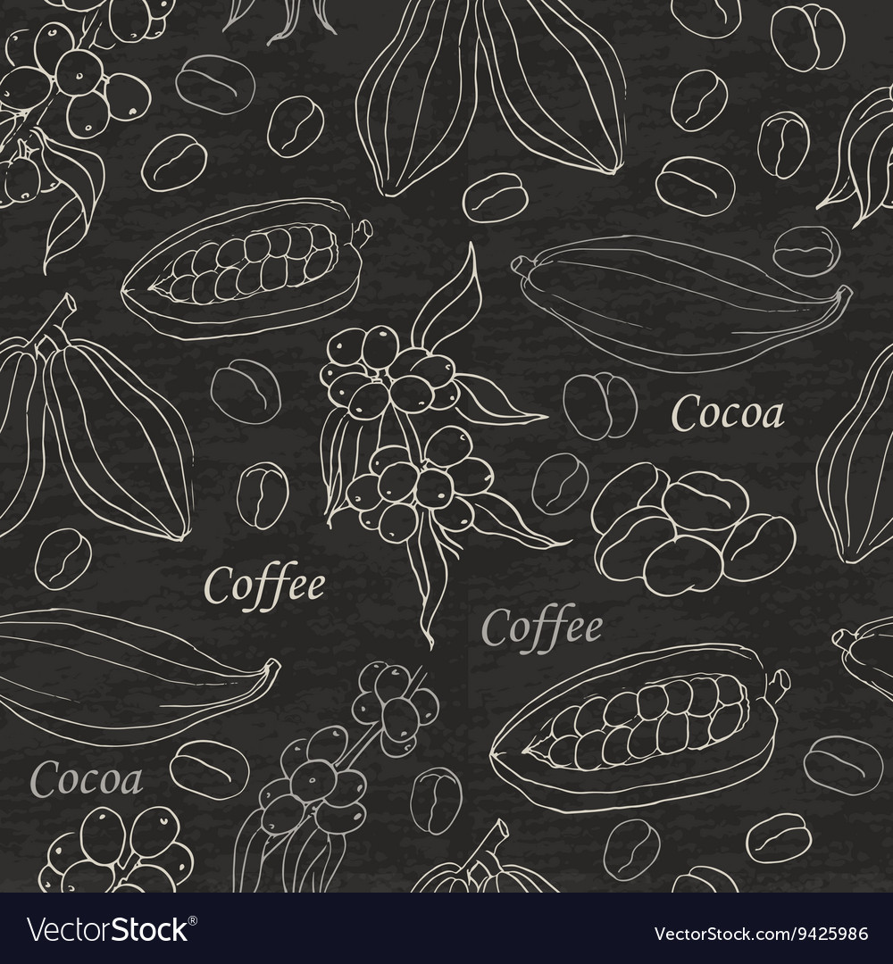 Seamless pattern with coffee and cocoa elements