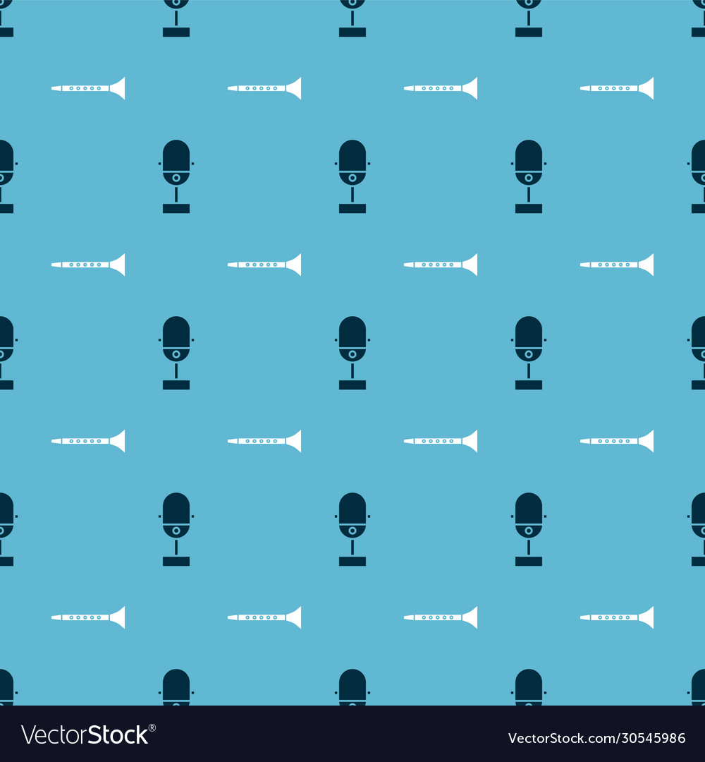 Set microphone and clarinet on seamless pattern Vector Image Set microphone and clarinet on seamless pattern