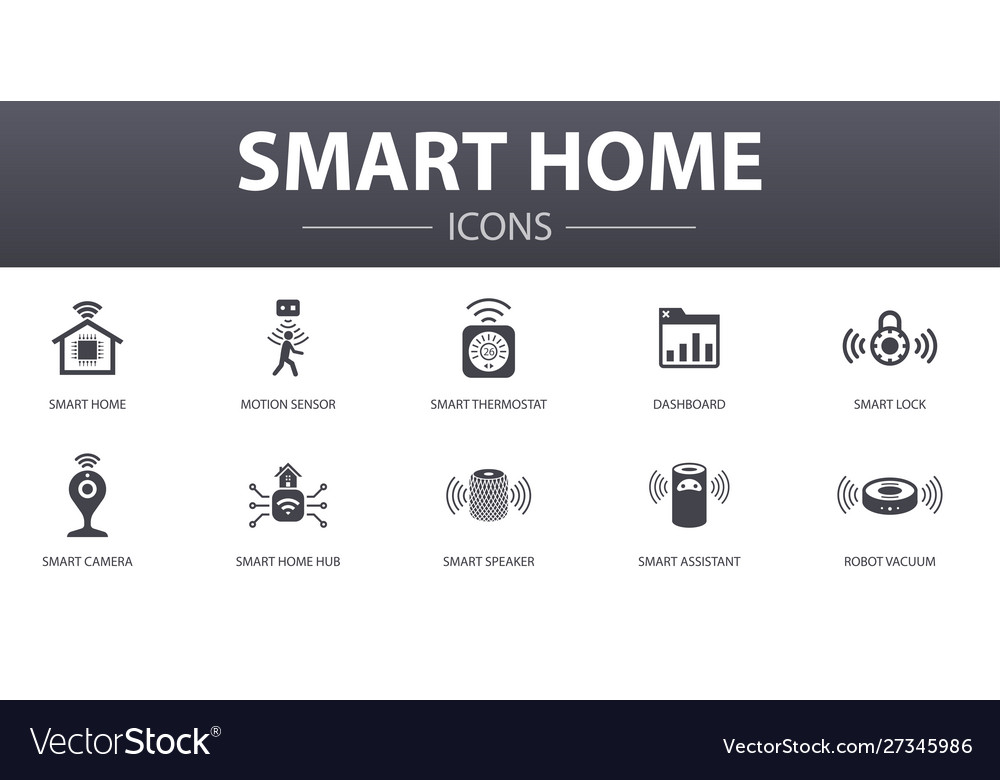 Smart home simple concept icons set contains