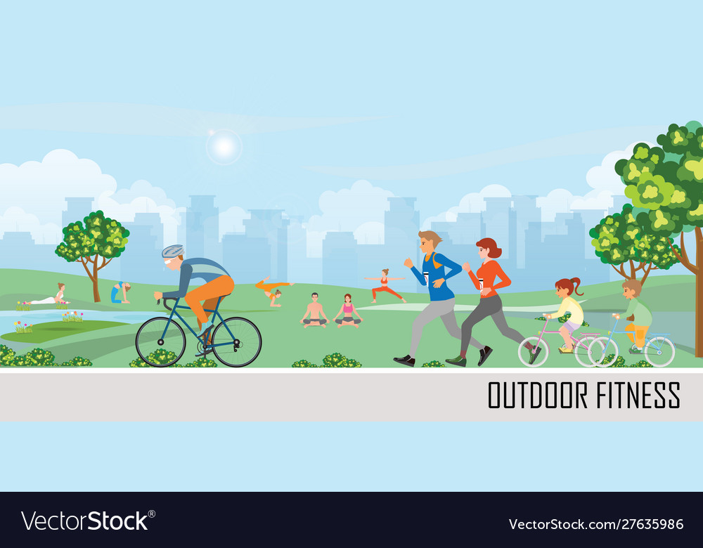 Sport outdoors activity in city public park vector image Sport outdoors activity in city public park