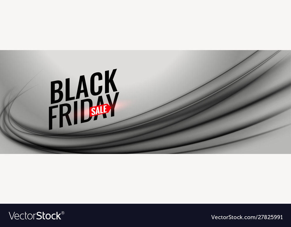 Black friday gray sale banner with wavy shape