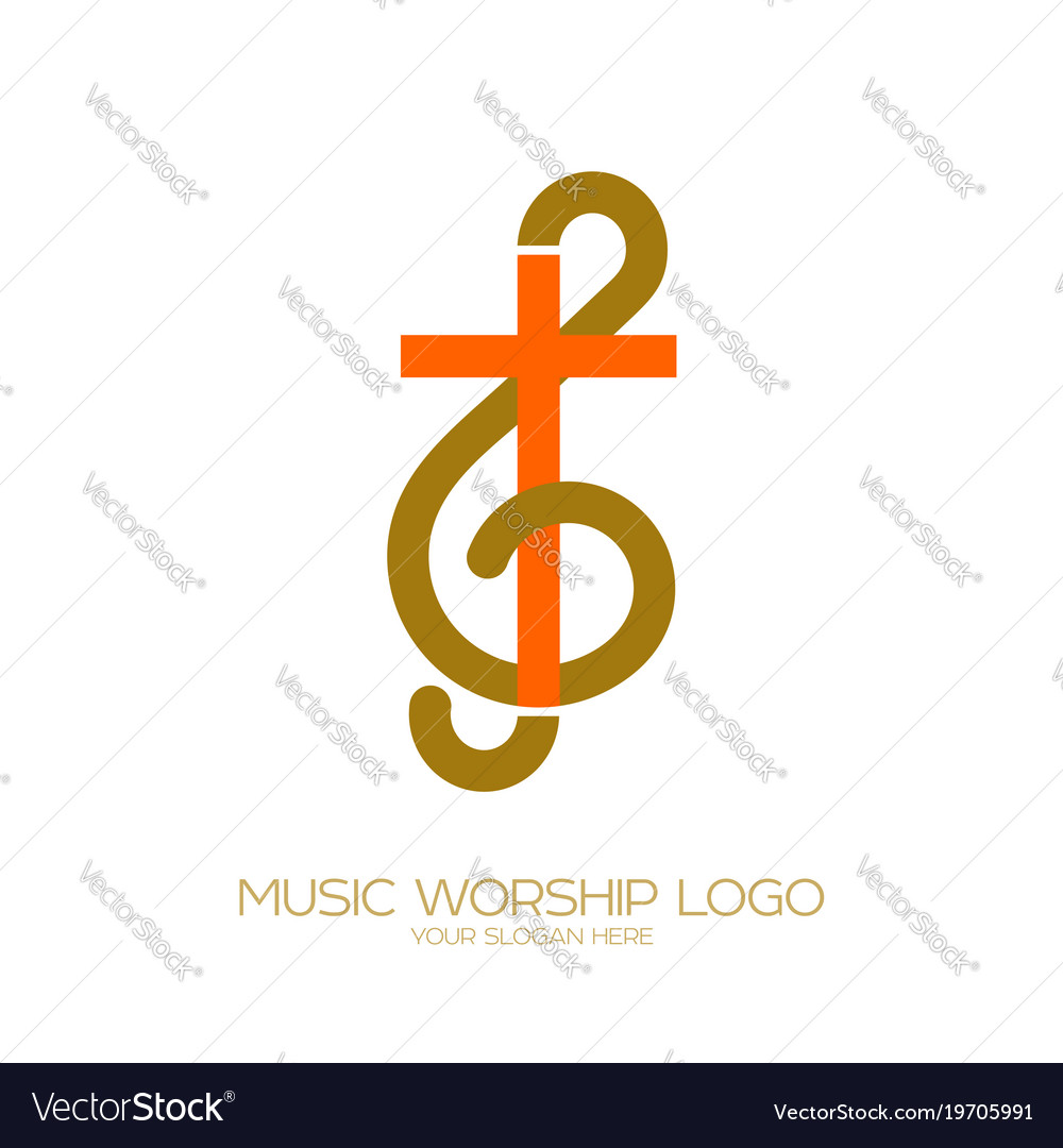 Combination of the treble clef and the cross Vector Image