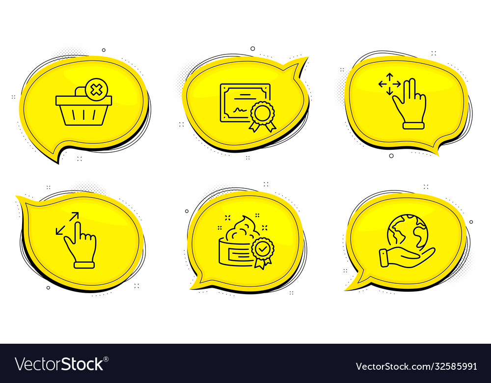 Cream delete order and move gesture icons set Vector Image Cream delete order and move gesture icons set