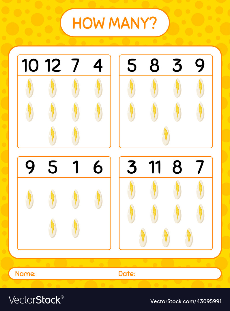 How many counting game with witloof worksheet vector image How many counting game with witloof worksheet