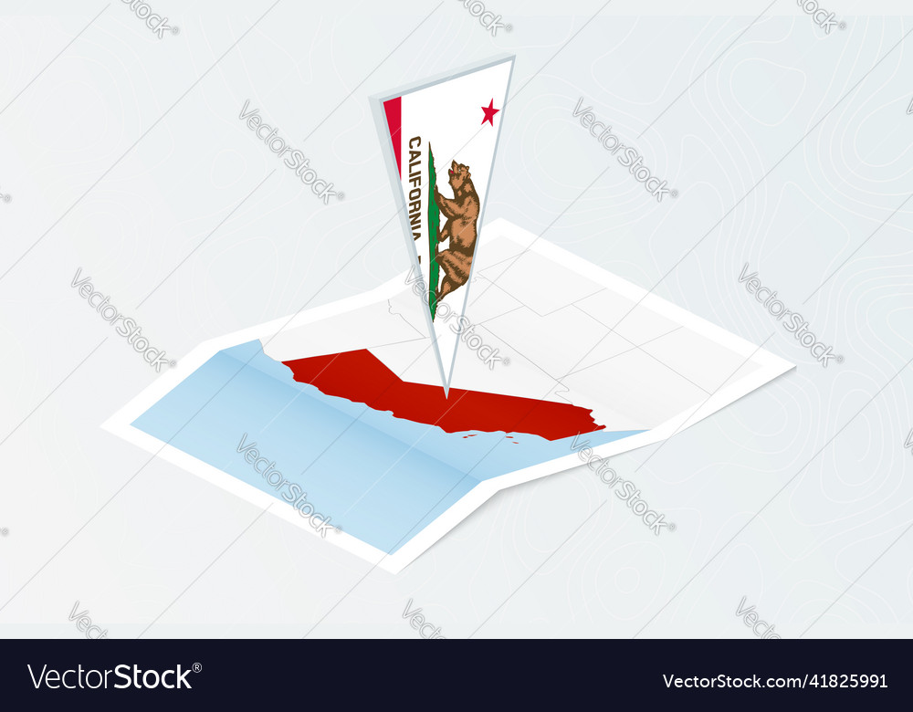 Isometric paper map of california with triangular