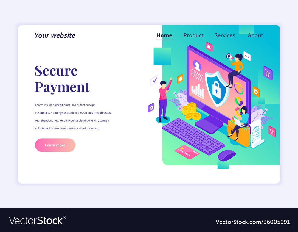 Modern flat isometric design concept secure vector image Modern flat isometric design concept secure