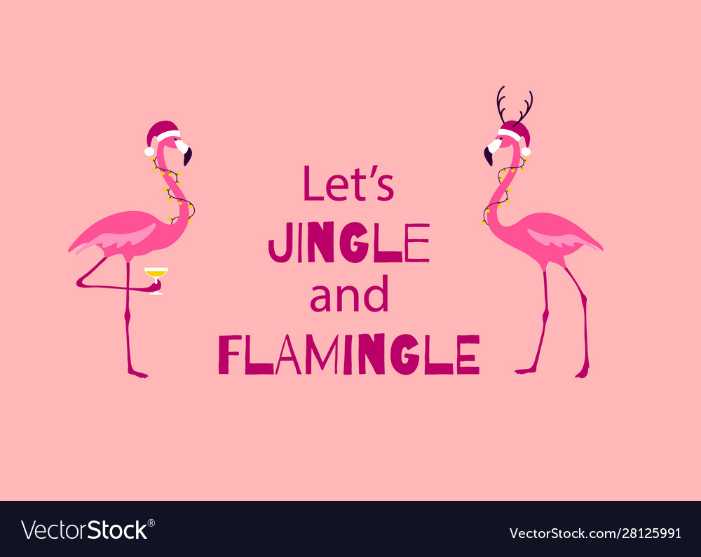 Pink christmas greeting card cute christmas Vector Image