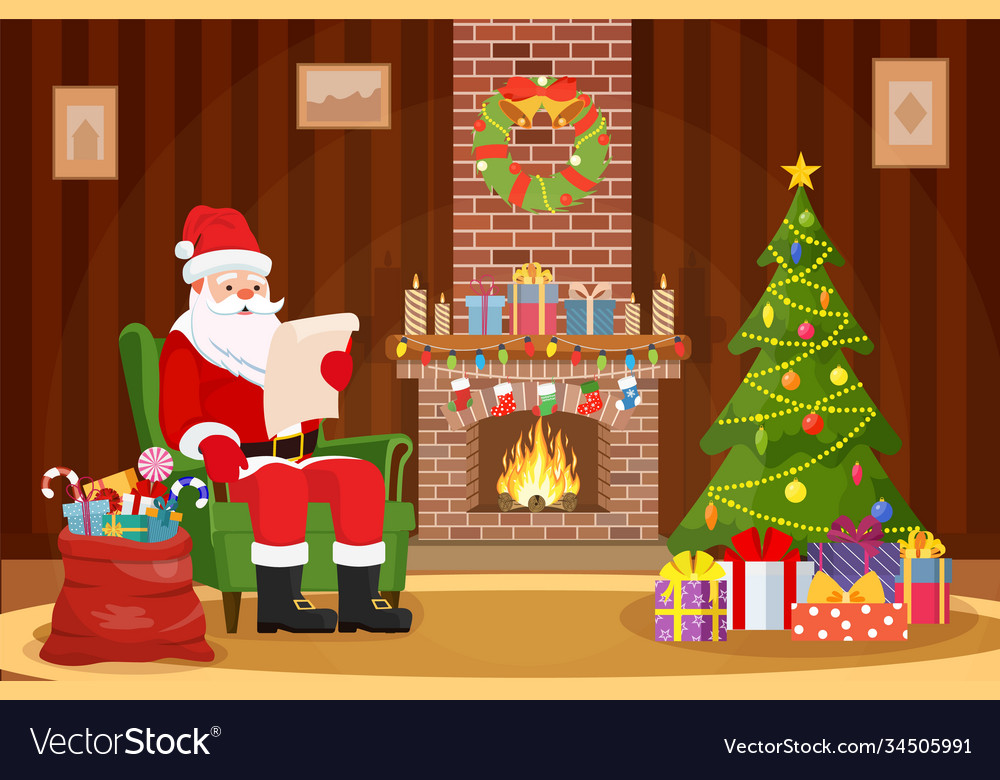 Santa claus sitting in armchair Royalty Free Vector Image