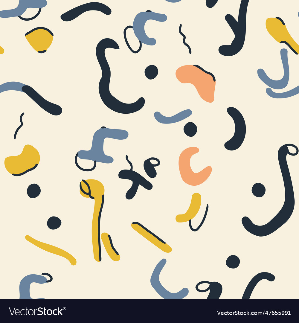 Seamless pattern with hand drawn abstract shapes