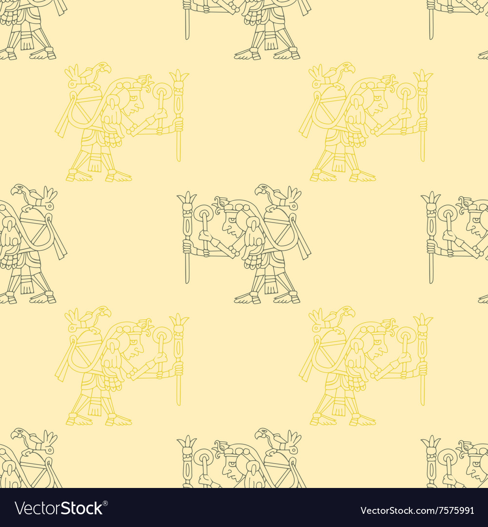 Seamless pattern with symbols from aztec codices