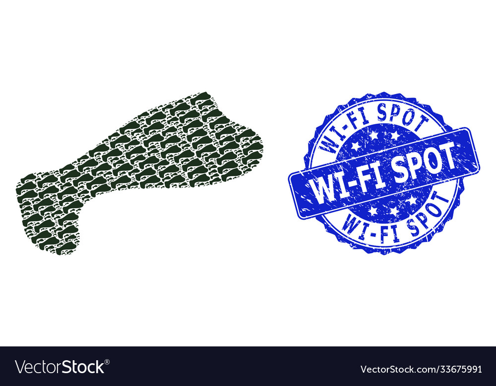 Textured wi-fi spot round seal and recursion vector image Textured wi-fi spot round seal and recursion